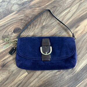 Vintage Coach Suede Shoulder Bag W/Charms Deep Purple Y2K